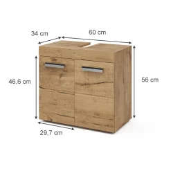Waschbeckenunterschrank Luna Eiche Wotan 60 x 56 cm Vicco