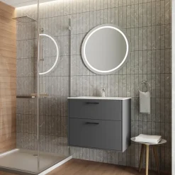 Waschbeckenunterschrank Lanco Anthrazit 61 x 61.5 cm mit Waschbecken Vicco