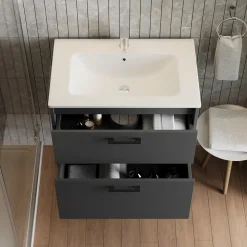 Waschbeckenunterschrank Lanco Anthrazit 61 x 61.5 cm mit Waschbecken Vicco