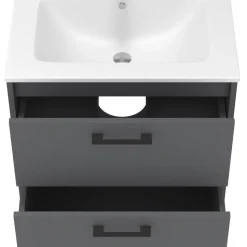 Waschbeckenunterschrank Lanco Anthrazit 61 x 61.5 cm mit Waschbecken Vicco