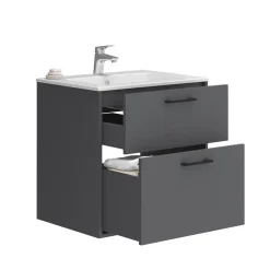 Waschbeckenunterschrank Lanco Anthrazit 61 x 61.5 cm mit Waschbecken Vicco