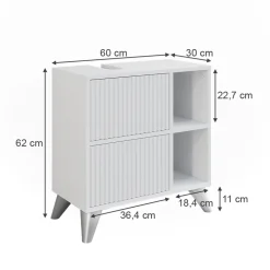 Waschbeckenunterschrank Leano Weiß 60 x 62 cm mit 2 Schubladen Vicco