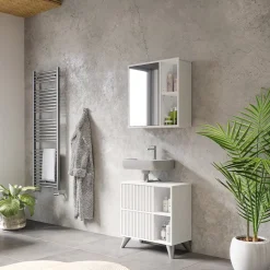 Waschbeckenunterschrank Leano Weiß 60 x 62 cm mit 2 Schubladen Vicco