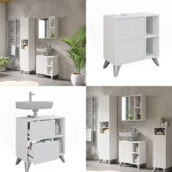 Waschbeckenunterschrank Leano Weiß 60 x 62 cm mit 2 Schubladen Vicco