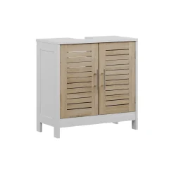 Waschbeckenunterschrank Looma Weiß/Eiche 60 x 60 cm mit 2 geschlossenen Fächern Vicco