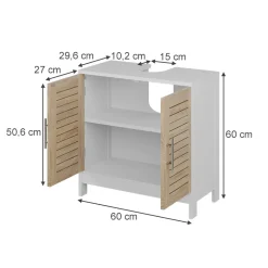 Waschbeckenunterschrank Looma Weiß/Eiche 60 x 60 cm mit 2 geschlossenen Fächern Vicco