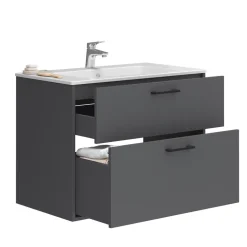 Waschbeckenunterschrank Lanco Anthrazit 80 x 61.5 cm mit Waschbecken Vicco