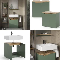 Waschbeckenunterschrank Marelle Grün/Artisan 60 x 57.5 cm mit 2 Türen Vicco
