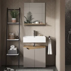 Waschbeckenunterschrank Marelle Greige 60 x 57.5 cm mit 2 Türen Vicco