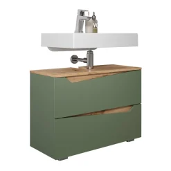 Waschbeckenunterschrank Marelle Grün/Artisan 80 x 57.5 cm mit 2 Schubladen Vicco