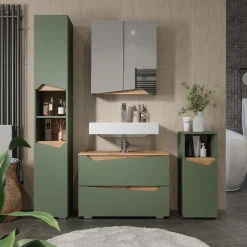 Waschbeckenunterschrank Marelle Grün/Artisan 80 x 57.5 cm mit 2 Schubladen Vicco