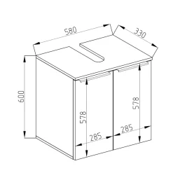 Waschbeckenunterschrank Otis Weiß Hochglanz 58 x 60 cm Vicco