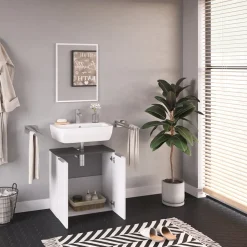 Waschbeckenunterschrank Otis Weiß Hochglanz 58 x 60 cm Vicco