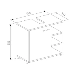 Waschbeckenunterschrank Perry Weiß 60 x 55.6 cm Vicco