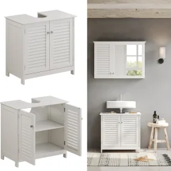 Waschbeckenunterschrank Riad Weiß 60 x 58 cm mit 2 Türen Vicco