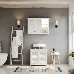 Waschbeckenunterschrank Riad Weiß 60 x 58 cm mit 2 Türen Vicco