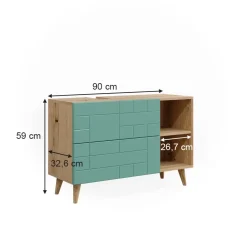 Waschbeckenunterschrank Rudi Mintgrün 90 x 59 cm mit 2 Schubladen Vicco