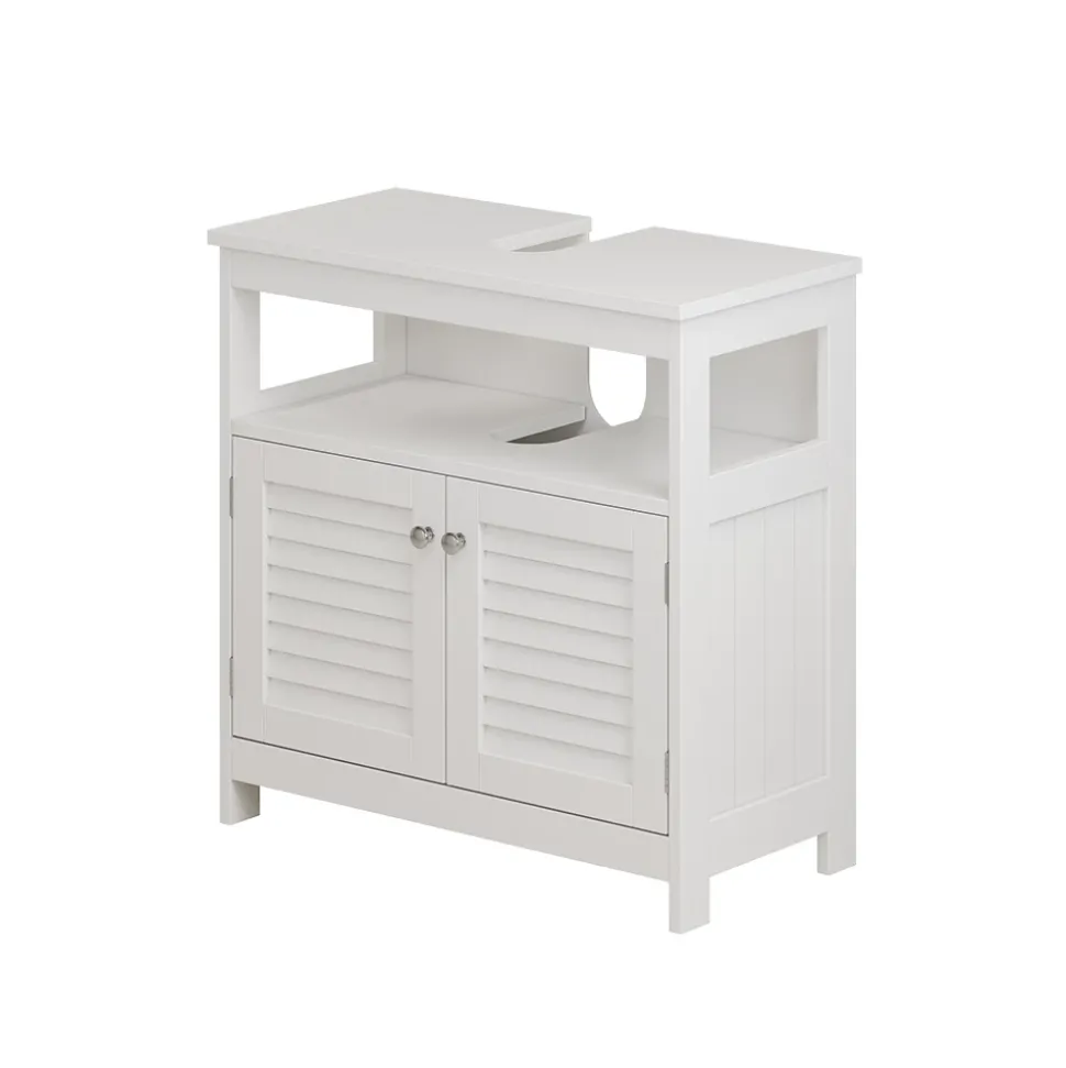 Waschbeckenunterschrank Riad Weiß 60 x 60 cm mit 2 Türen und offenem Fach Vicco