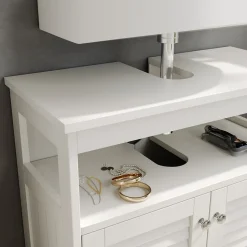 Waschbeckenunterschrank Riad Weiß 60 x 60 cm mit 2 Türen und offenem Fach Vicco