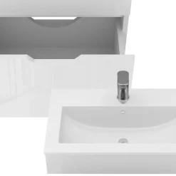 Waschbeckenunterschrank Stefanie Weiß Hochglanz 2 Teile, mit Waschbecken Vicco