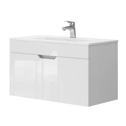 Waschbeckenunterschrank Stefanie Weiß 2 Teile, Unterschrank 80 cm Vicco