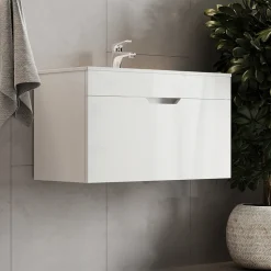 Waschbeckenunterschrank Stefanie Weiß 2 Teile, Unterschrank 80 cm Vicco