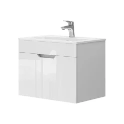 Waschbeckenunterschrank Stefanie Weiß 2 Teile, Unterschrank 60 cm Vicco