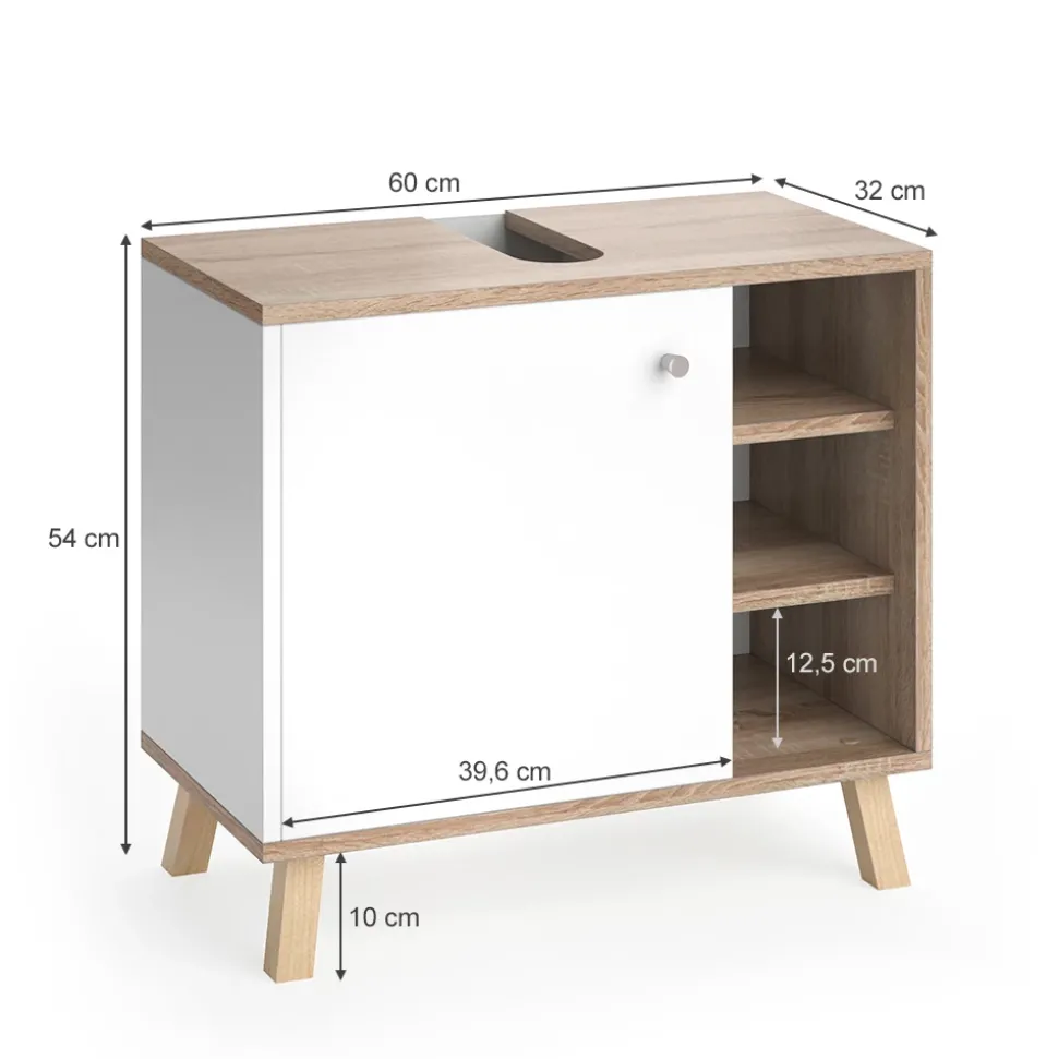 Waschbeckenunterschrank Senyo Weiß 60 x 54 cm Vicco