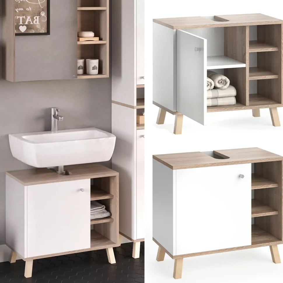 Waschbeckenunterschrank Senyo Weiß 60 x 54 cm Vicco