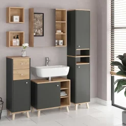 Waschbeckenunterschrank Senyo Anthrazit 60 x 54 cm Vicco