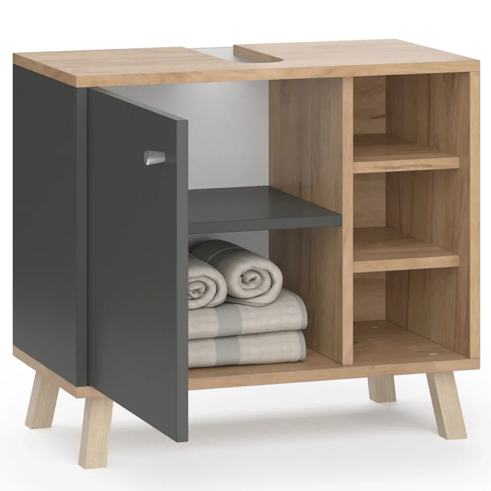 Waschbeckenunterschrank Senyo Anthrazit 60 x 54 cm Vicco