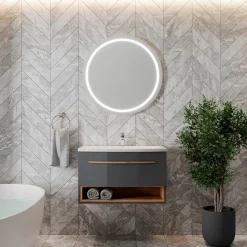 Waschbeckenunterschrank Stelantis Anthrazit 2 Teile Vicco