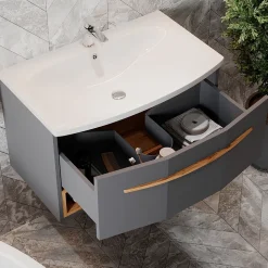 Waschbeckenunterschrank Stelantis Anthrazit 2 Teile Vicco