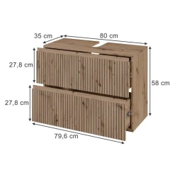 Waschbeckenunterschrank Takumi Artisan 80 x 58 cm mit 2 Schubladen Vicco