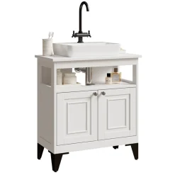 Waschbeckenunterschrank Vanity Weiß 60 x 65 cm Vicco