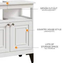 Waschbeckenunterschrank Vanity Weiß 60 x 65 cm Vicco