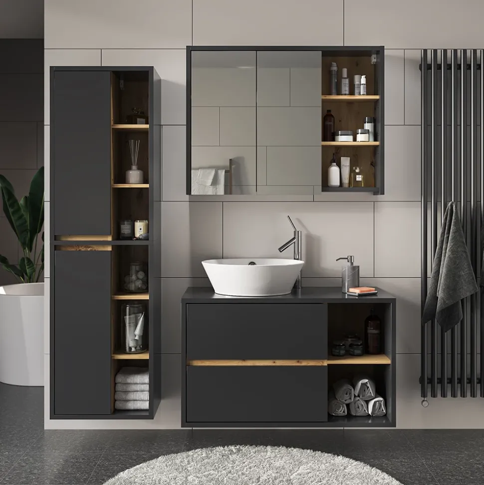 Waschbeckenunterschrank Viola Anthrazit 100 x 60 cm Vicco