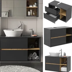 Waschbeckenunterschrank Viola Anthrazit 100 x 60 cm Vicco