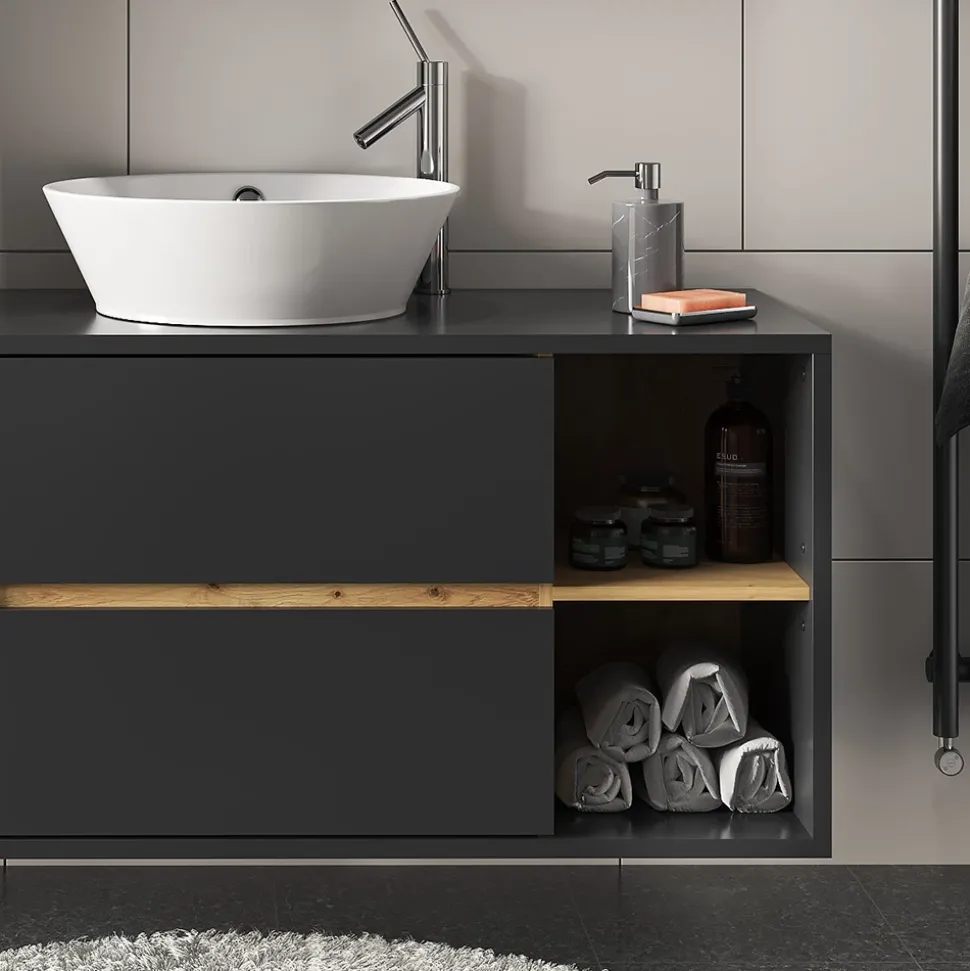 Waschbeckenunterschrank Viola Anthrazit 100 x 60 cm Vicco