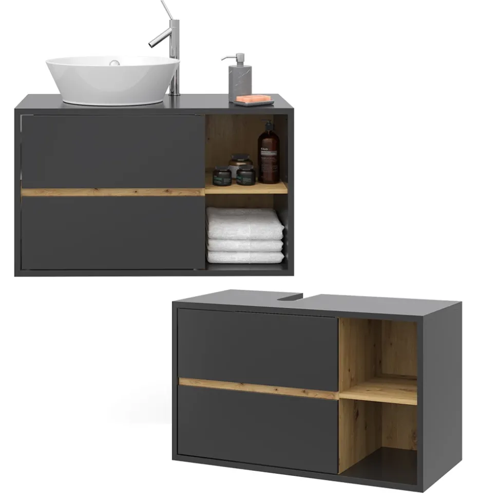 Waschbeckenunterschrank Viola Anthrazit 100 x 60 cm Vicco