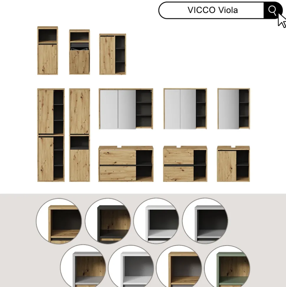 Waschbeckenunterschrank Viola Anthrazit 100 x 60 cm Vicco