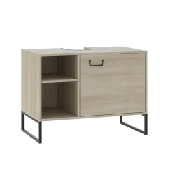 Waschbeckenunterschrank Vionna Eiche/Schwarz 80 x 60 cm mit 2 offenen Fächern Vicco