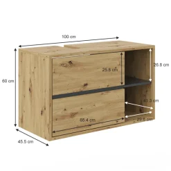 Waschbeckenunterschrank Viola Artisan-Eiche 100 x 60 cm Vicco