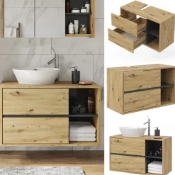 Waschbeckenunterschrank Viola Artisan-Eiche 100 x 60 cm Vicco