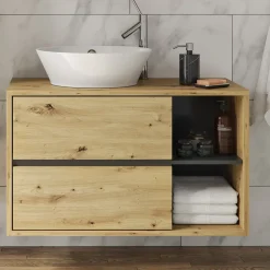 Waschbeckenunterschrank Viola Artisan-Eiche 100 x 60 cm Vicco