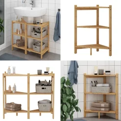 Waschbeckenunterschrank Zeno Bambus 68 x 60.5 cm 2er Set Vicco