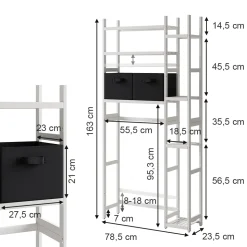 Waschmaschinenschrank Bilbao Weiß 78.5 x 163 cm mit 2 Vliesschubladen Vicco