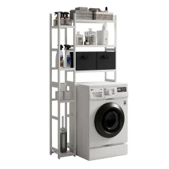 Waschmaschinenschrank Bilbao Weiß 78.5 x 163 cm mit 2 Vliesschubladen Vicco