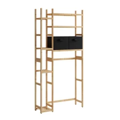 Waschmaschinenschrank Bilbao Bambus 78.5 x 163 cm mit 2 Vliesschubladen Vicco