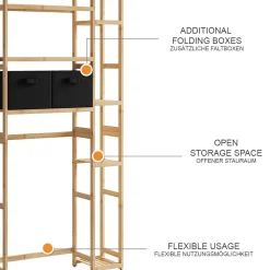 Waschmaschinenschrank Bilbao Bambus 78.5 x 163 cm mit 2 Vliesschubladen Vicco